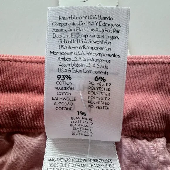 NWT MOTHER Denim High Waisted Looker Ankle Chew in Hopscotch Pink Corduroy Sz 24